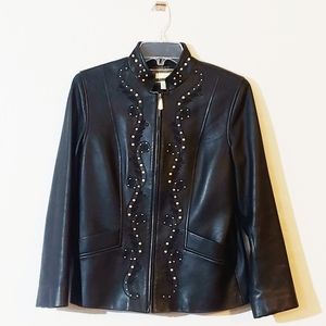 St. John Studded Lambskin Jacket SZ S